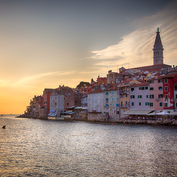 Kroatien, Croatia, Rovinj, Rovigno, Istrien, Istria, Sonnenuntergang, Panorama, sunset, panorama, old town, Altstadt